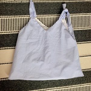 Blue and white Striped self tying tank top